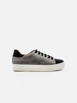 Allkind Vegan Shoes Lucy Vegan Leather Lace Trainer | Black & Grey