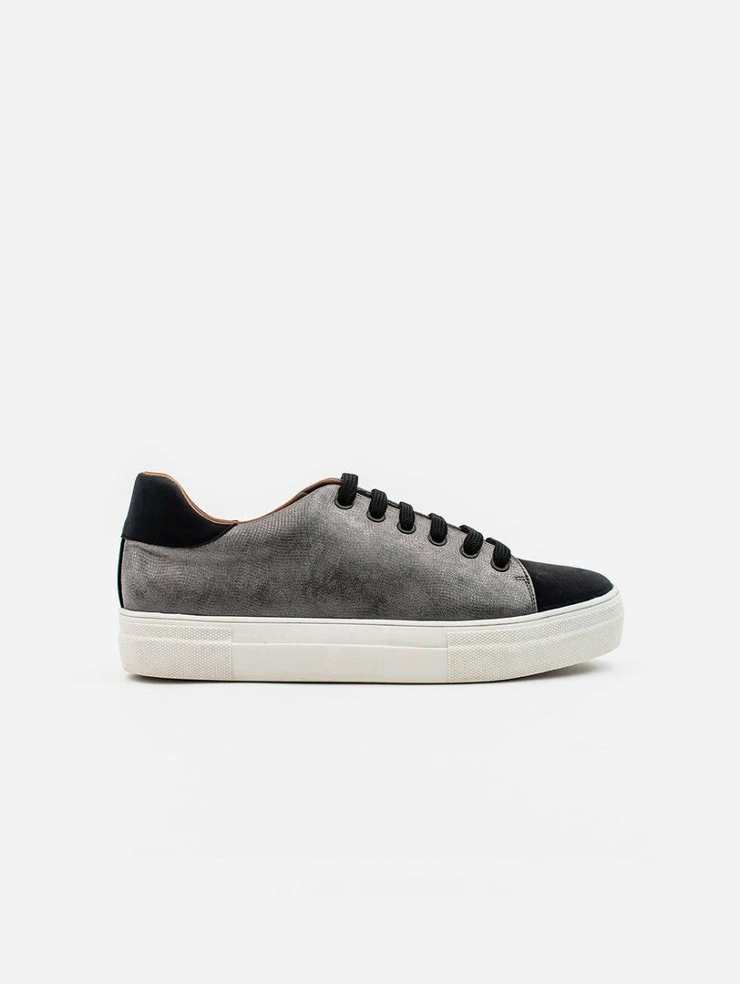 Allkind Vegan Shoes Lucy Vegan Leather Lace Trainer | Black & Grey 3 Allkind Vegan Shoes Lucy Vegan Leather Lace Trainer | Black & Grey