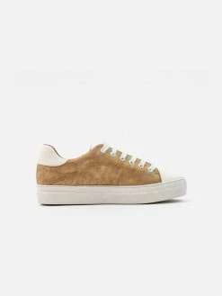 Allkind Vegan Shoes Lucy Vegan Leather Lace Trainer | Gold & White