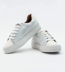 Allkind Vegan Shoes Lucy Vegan Leather Lace Trainer | Silver & White