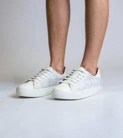 Allkind Vegan Shoes Lucy Vegan Leather Lace Trainer | Silver & White