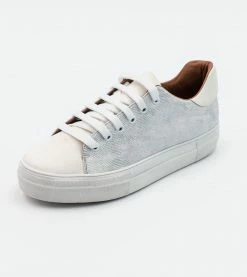 Allkind Vegan Shoes Lucy Vegan Leather Lace Trainer | Silver & White