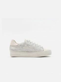 Allkind Vegan Shoes Lucy Vegan Leather Lace Trainer | Silver & White
