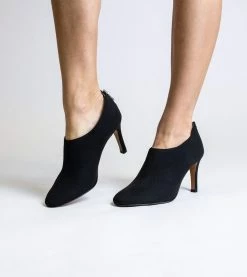 Allkind Vegan Olivia Black Vegan Suede Heeled Boots | Black Shoes