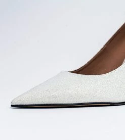 Allkind Vegan Scarlett Glittery Vegan Leather Stiletto Court Shoe | Silver