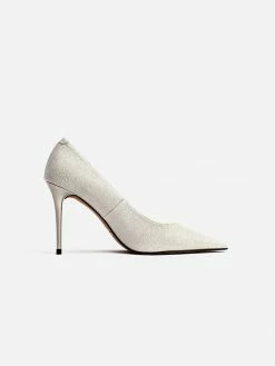 Allkind Vegan Scarlett Glittery Vegan Leather Stiletto Court Shoe | Silver