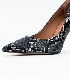 Allkind Vegan Sophie Vegan Leather Stiletto Court Shoe | Black Snake Shoes