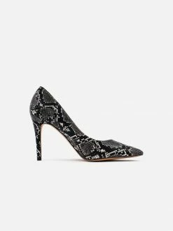 Allkind Vegan Sophie Vegan Leather Stiletto Court Shoe | Black Snake Shoes