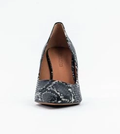 Allkind Vegan Sophie Vegan Leather Stiletto Court Shoe | Black Snake Shoes