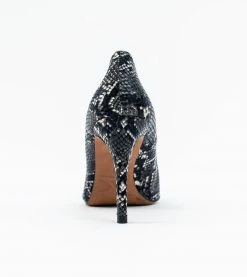 Allkind Vegan Sophie Vegan Leather Stiletto Court Shoe | Black Snake Shoes