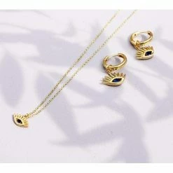 Ana Dyla Caitlin Eye Recycled 925 Sterling Silver Earrings | 18ct Gold Plated