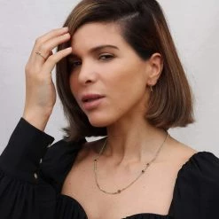 Ana Dyla Accessories Gemma Recycled 925 Sterling Silver Black Spinel Necklace | Gold Vermeil