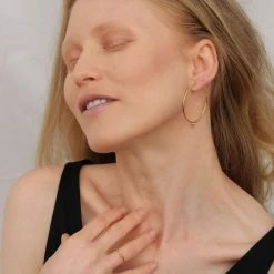 Ana Dyla Irem Recycled 925 Sterling Silver Pink Topaz Hoop Earrings | Gold Vermeil