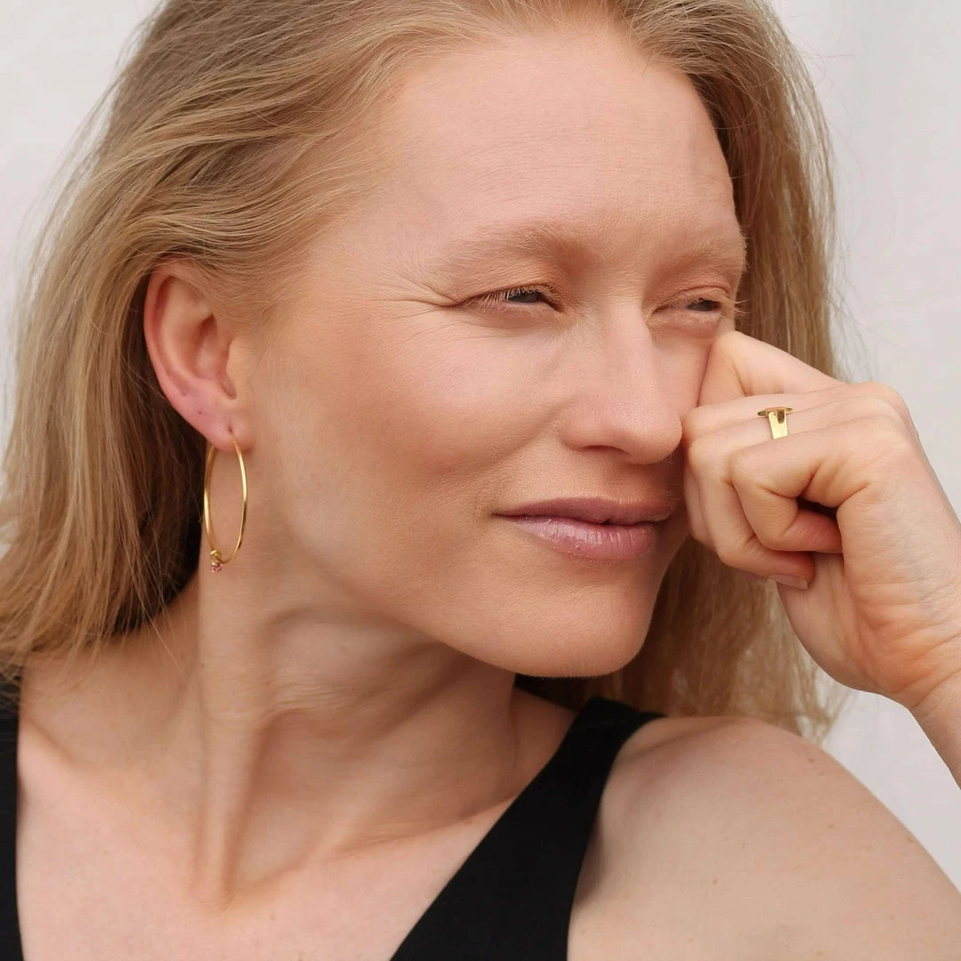 Ana Dyla Irem Recycled 925 Sterling Silver Pink Topaz Hoop Earrings | Gold Vermeil 5 Ana Dyla Irem Recycled 925 Sterling Silver Pink Topaz Hoop Earrings | Gold Vermeil