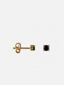 Ana Dyla Accessories Lina Recycled 925 Sterling Silver Black Spinel Stud Earrings | Gold Vermeil