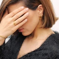 Ana Dyla Livia Recycled 925 Sterling Silver Citrine Hoop Earrings | Gold Vermeil