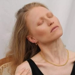 Ana Dyla Livia Recycled 925 Sterling Silver Citrine Hoop Earrings | Gold Vermeil