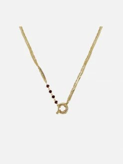 Ana Dyla Accessories Maeve Recycled 925 Sterling Silver Garnet Necklace | Gold Vermeil