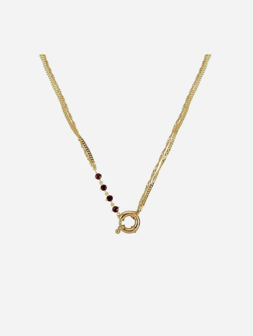 Ana Dyla Accessories Maeve Recycled 925 Sterling Silver Garnet Necklace | Gold Vermeil 3 Ana Dyla Accessories Maeve Recycled 925 Sterling Silver Garnet Necklace | Gold Vermeil
