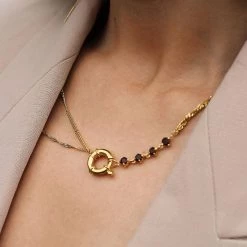 Ana Dyla Accessories Maeve Recycled 925 Sterling Silver Garnet Necklace | Gold Vermeil 7 Ana Dyla Accessories Maeve Recycled 925 Sterling Silver Garnet Necklace | Gold Vermeil