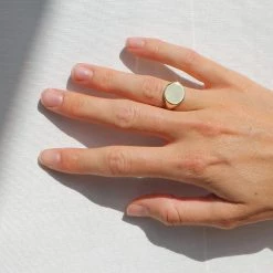 Ana Dyla Accessories Sohra Recycled Sterling Silver Signet Ring | 18ct Gold Plated