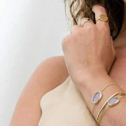 Ana Dyla Sophia Recycled 925 Sterling Silver Amethyst Bracelet | 18ct Gold Plated Accessories