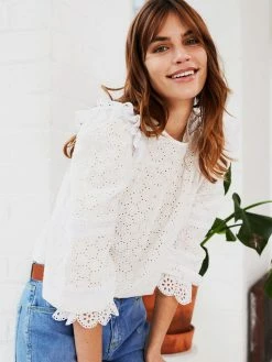 Baukjen Daisy Broderie Upcycled Top | Pure White