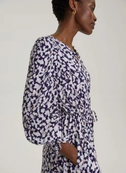 Baukjen Aabriella Abstract Leopard Print LENZING™ ECOVERO™ Midi Dress | Midnight Blue Clothing