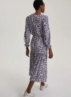 Baukjen Aabriella Abstract Leopard Print LENZING™ ECOVERO™ Midi Dress | Midnight Blue Clothing
