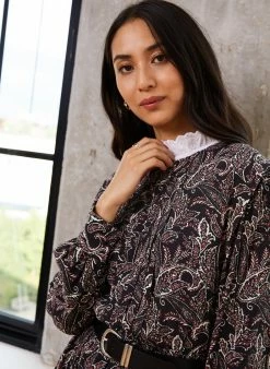 Baukjen Ada Paisley FSC Viscose Mini Dress | Black