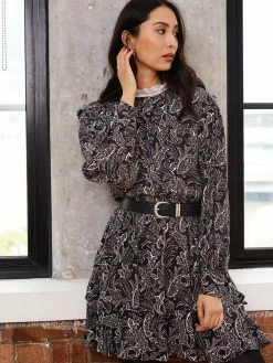 Baukjen Ada Paisley FSC Viscose Mini Dress | Black