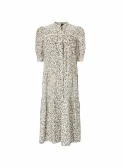 Baukjen Adaora Floral Organic Cotton Shirt Dress | Soft White Clothing