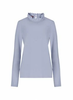 Baukjen Agatha Ruffled Collar Organic Cotton Top | Ice Blue Clothing