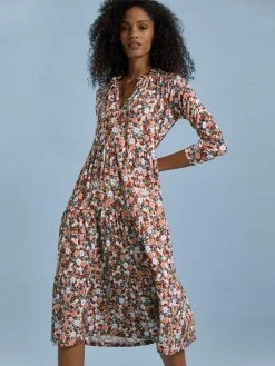 Baukjen Aimy LENZING™ ECOVERO™ Jersey Tiered Midi Dress | Blue Wildflower Print