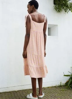 Baukjen Alyssa Strappy Floral Print LENZING™ ECOVERO™ Midi Dress | Pink Silhouette Clothing