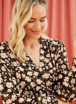 Baukjen Arabella LENZING™ ECOVERO™ Floral Wrap Top | Black Woodland Print 11 Baukjen Arabella LENZING™ ECOVERO™ Floral Wrap Top | Black Woodland Print