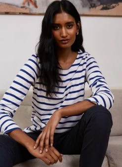 Baukjen Ashley Organic Cotton Stripe Top | Soft White & Delft Blue