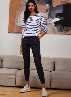 Baukjen Ashley Organic Cotton Stripe Top | Soft White & Delft Blue