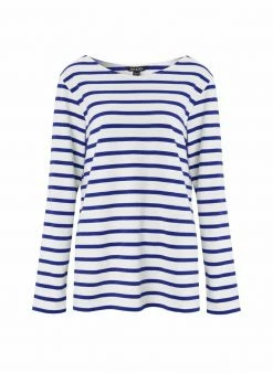 Baukjen Ashley Organic Cotton Stripe Top | Soft White & Delft Blue