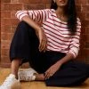 Baukjen Ashley Organic Cotton Stripe Top | Soft White & Strawberry