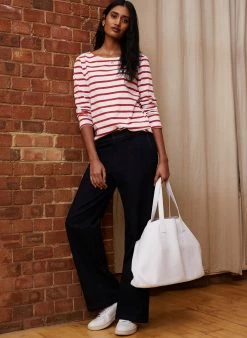 Baukjen Ashley Organic Cotton Stripe Top | Soft White & Strawberry