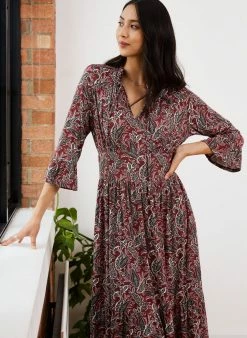 Baukjen Astrid Paisley Print LENZING™ ECOVERO™ Dress | Blackcurrant Clothing