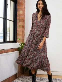 Baukjen Astrid Paisley Print LENZING™ ECOVERO™ Dress | Blackcurrant Clothing