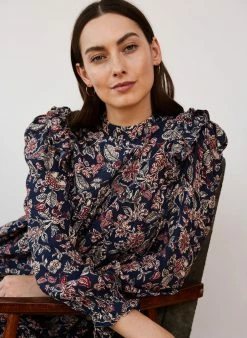 Baukjen Clothing Athelie Woodland Print FSC Viscose Mini Dress | Indigo