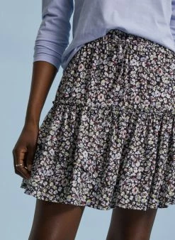 Baukjen Clothing Athelie Vintage Floral Print LENZING™ ECOVERO™ Frilled Mini Skirt | Caviar Black 9 Baukjen Clothing Athelie Vintage Floral Print LENZING™ ECOVERO™ Frilled Mini Skirt | Caviar Black