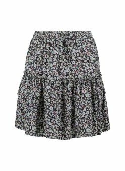 Baukjen Clothing Athelie Vintage Floral Print LENZING™ ECOVERO™ Frilled Mini Skirt | Caviar Black 11 Baukjen Clothing Athelie Vintage Floral Print LENZING™ ECOVERO™ Frilled Mini Skirt | Caviar Black
