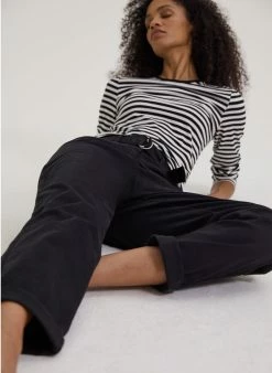 Baukjen Ayla Striped LENZING™ ECOVERO™ Jersey Long Sleeve T-Shirt | Soft White & Black Clothing