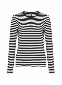 Baukjen Ayla Striped LENZING™ ECOVERO™ Jersey Long Sleeve T-Shirt | Soft White & Black Clothing