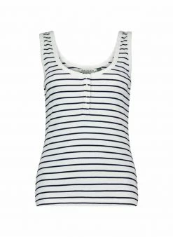 Baukjen Essentials Striped Organic Cotton Henley Tank Top | Soft White & Navy Clothing 9 Baukjen Essentials Striped Organic Cotton Henley Tank Top | Soft White & Navy Clothing