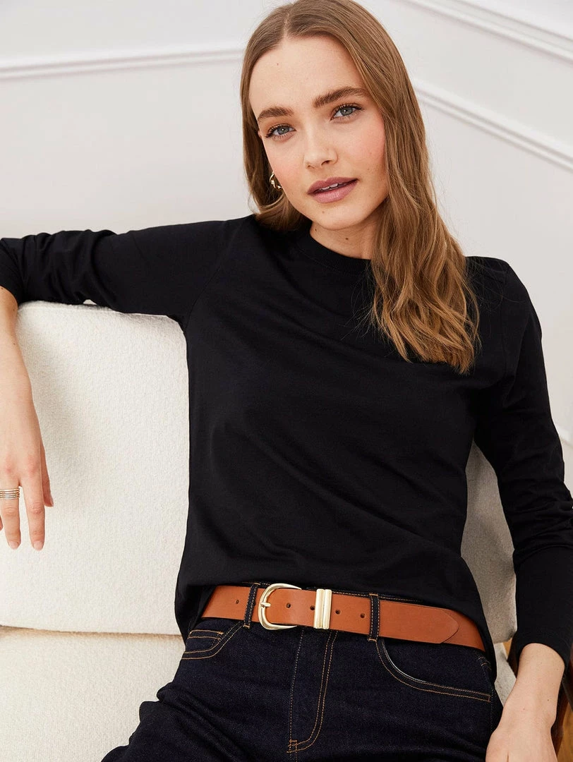 Baukjen Essentials Organic Cotton Long Sleeve T-Shirt | Caviar Black 3 Baukjen Essentials Organic Cotton Long Sleeve T-Shirt | Caviar Black